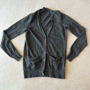 Ann Taylor Charcoal Button-Up Cardigan